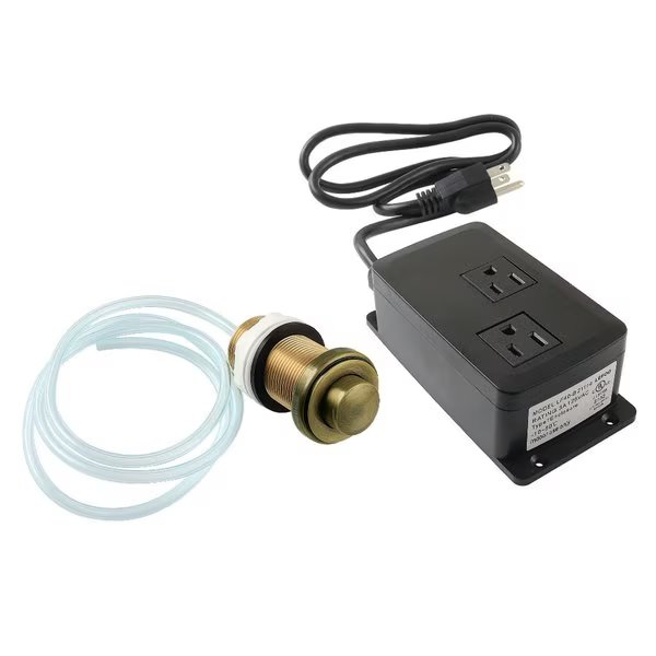 Dual Outlet Garbage Disposal Air Switch Kit, Antique Brass, Kingston Brass, Mfr#: KADK21AB